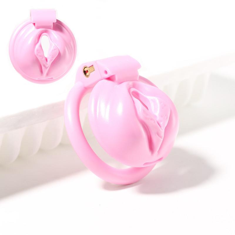 Sissy rose chatte vaginal coq cage petit mâle dispositifs de chasteté mâle avec 4 anneaux de pénis Bondage verrouillage esclave sextoy pour l'hom