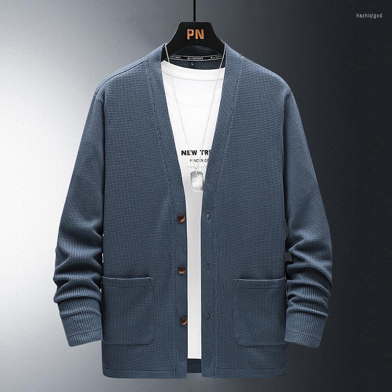 Men's Sweaters Cardigan Male Autumn Jacket Korean Version Of The Solid Color V-neck Wild Loose Long Sweater Plus Size 8XL