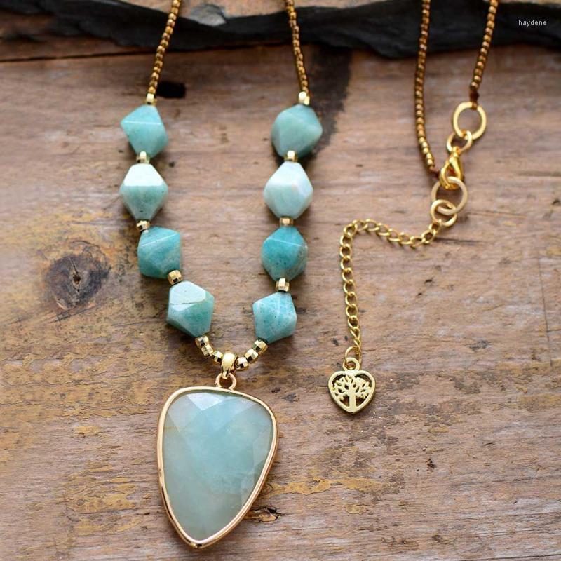 

Pendant Necklaces Bohemia Natural Stones Amazonite Necklace Women Standout Charm Beaded Choker Seed Beads Jewelry Femme WholesalePendant