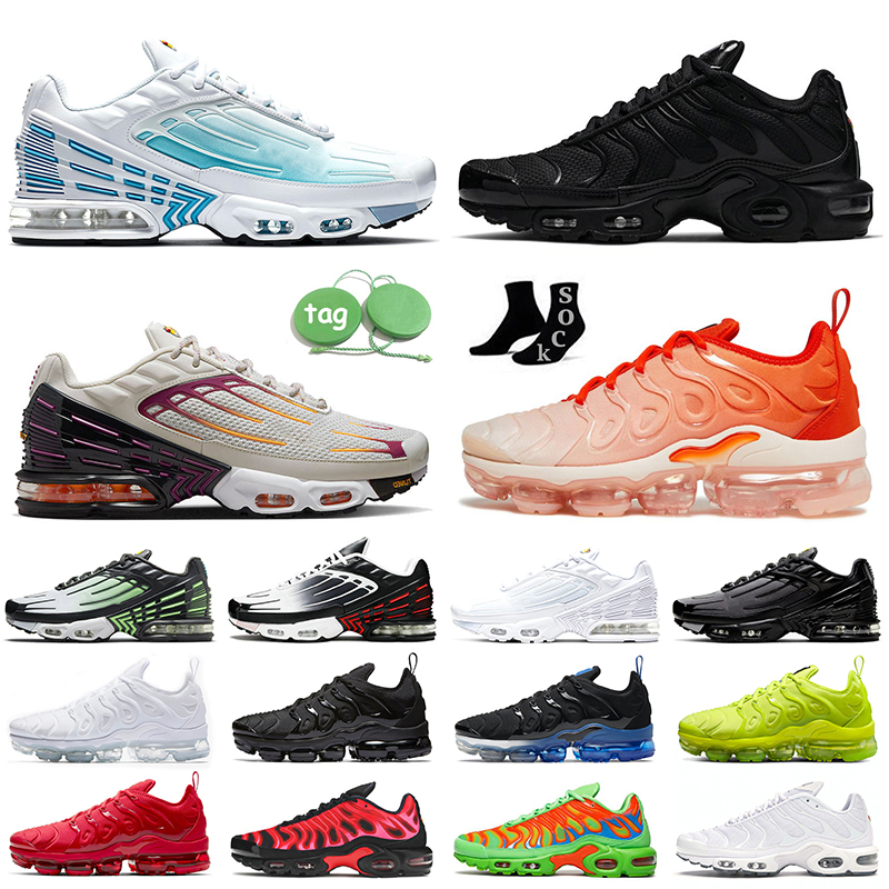 

Big Size 12 Tn Plus 3 Running Shoes Tuned III Laser Blue Purple Gold Ghost Green Aqua Triple Black White tnplus tns Atlanta Tennis Ball Tn3 Women Mens Trainers Sneakers, A21 leather triple black 39-45