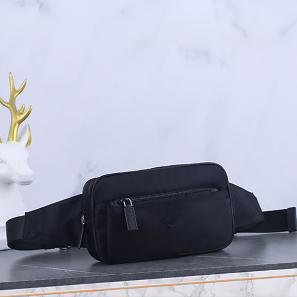 

High quality hasp postman waist bags fashion Triangle men's crossbody bags women's Messenger shoulder Nylon bag Mobile phone zipper purse letter p, Black