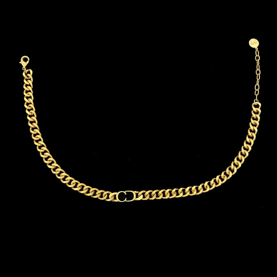 

Luxury Design Necklace Choker Chain 18K Gold Plated Brass Copper Necklaces Pendant Statement Fashion Women D-Letter Wedding Jewelr304r