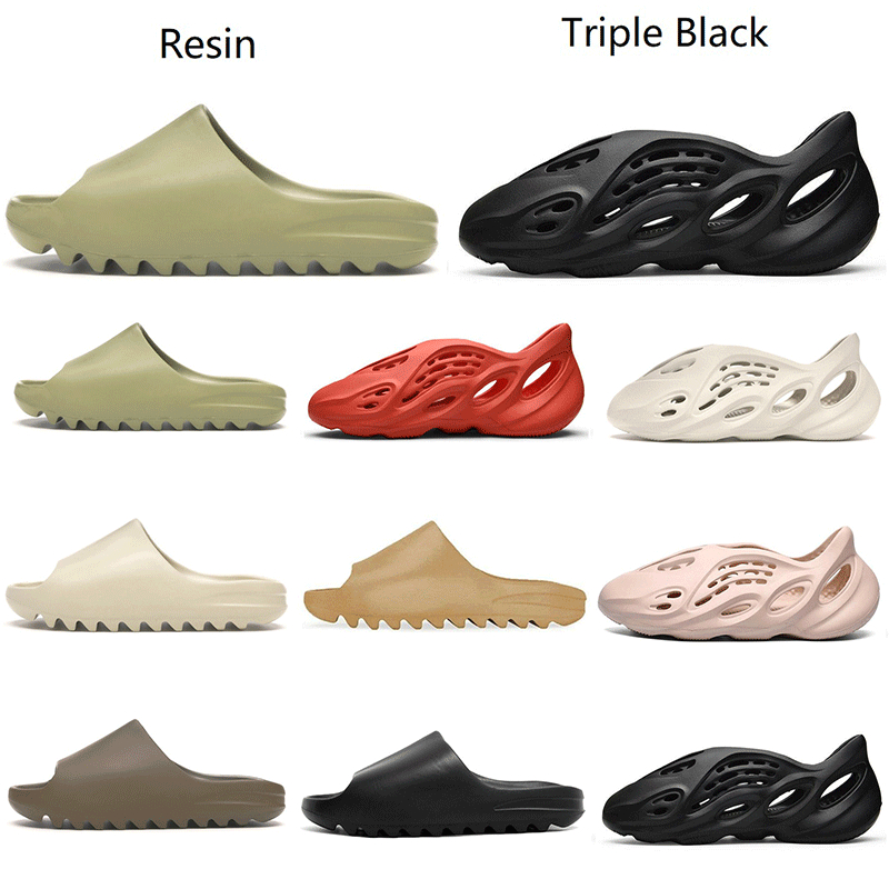 

With Box Slippers kanye west sandals shoes triple slides mens womens slipper yeezys yeezies, 05