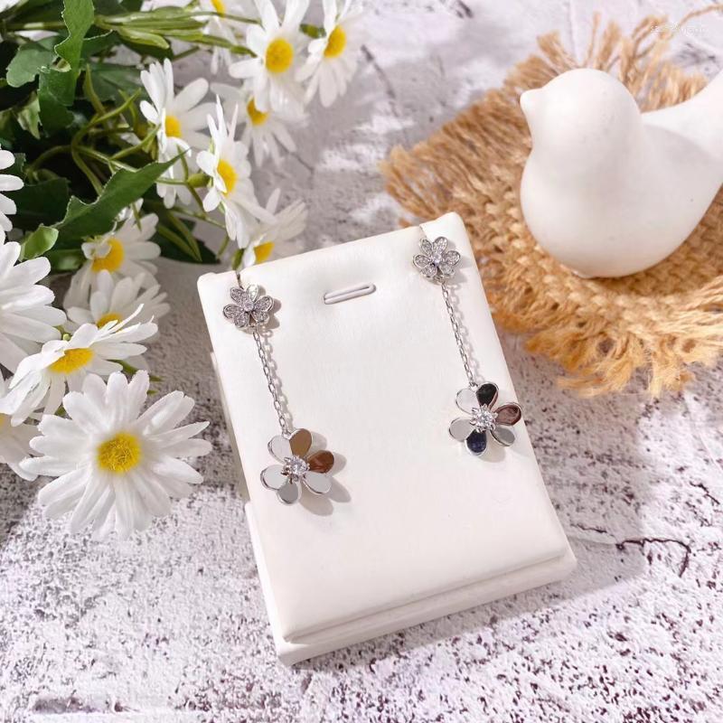 

Stud Earrings Trend Sale Anniversary Gifts 3 Leaf Clover Flower Full Zircons White Gold RoseStudStud