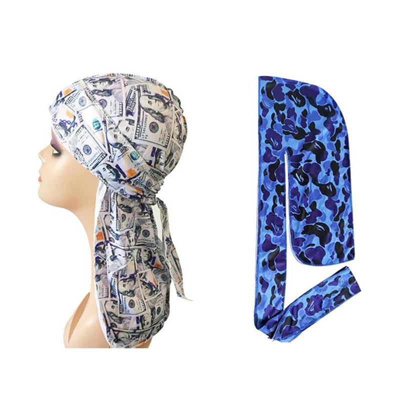 

#1-#23 Whole 23color Children Designer Letters Print Pirate Hat Unisex Breathable Bandana Long Tail Cap Turban Silky Durag Cyc194g