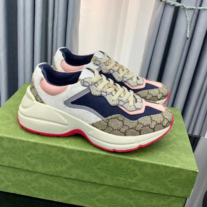 

2023 OG Platform Shoes Casual Shoe Designers Sneaker Sneakers Strawberry Wave Mouth Tiger Web Print Luxury Beige Chaussures Rhyton Mens Women For sport, 18
