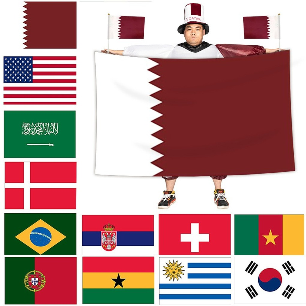 

2022 Qatar World Cup Top 32 Flags 90x150cm Brazil France Wholesale