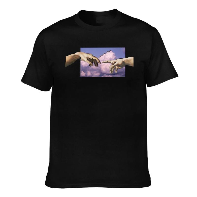 

Men's T-Shirts Creation Of Adam Michelangelo Hands Vintage T Shirt Man Sculpture Art Funny Printed Shirts Round Neck Premium Tshirt CottonMe, 10
