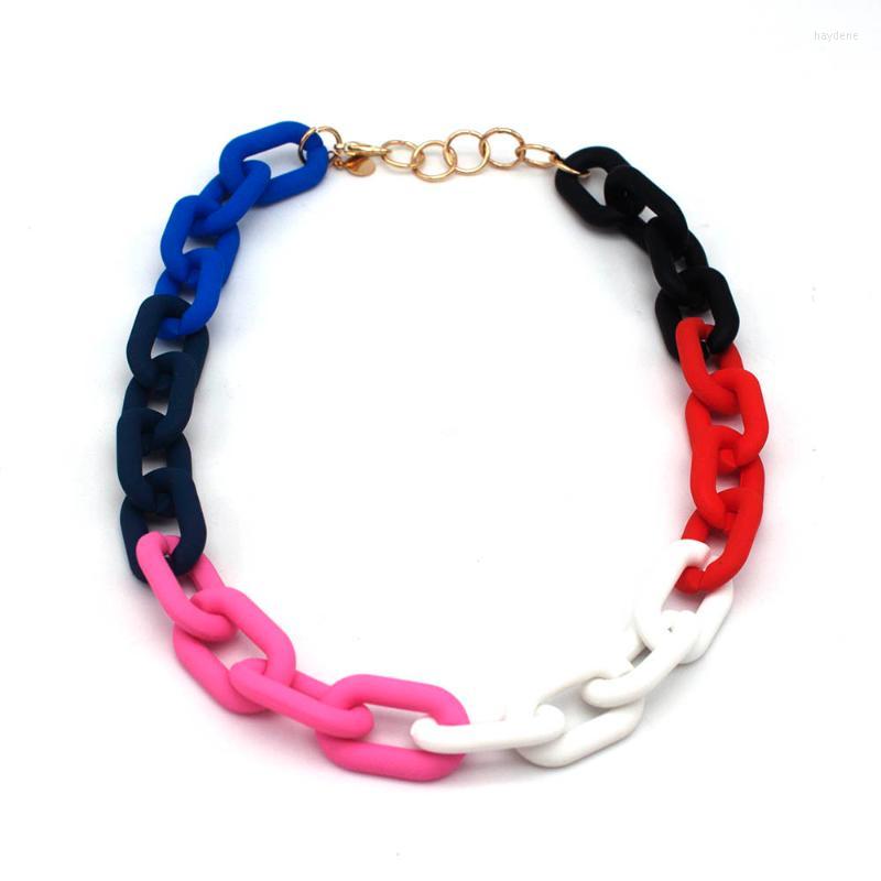 

Choker Chokers Fashion Double Color Colorful Acrylic Thick Chain Necklaces For Women Punk Chunky Pendants Female JewelryChokers