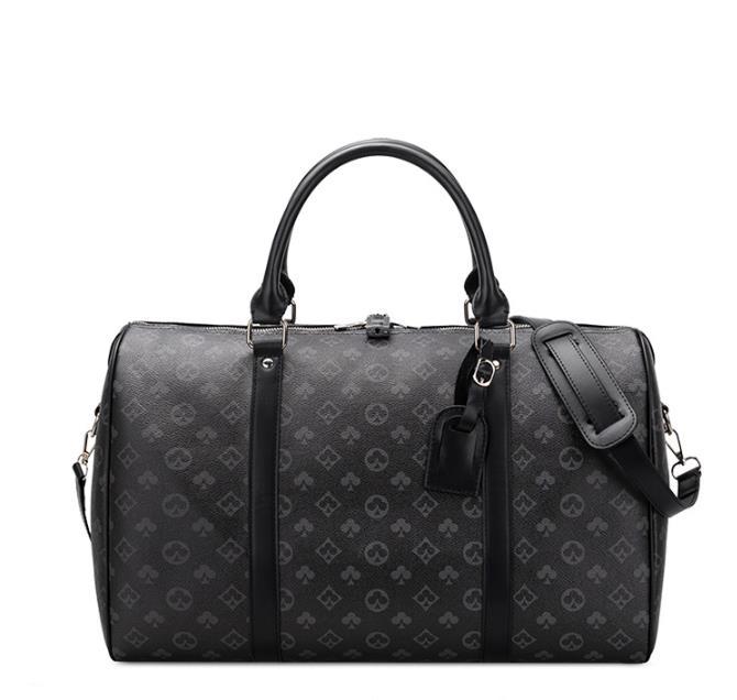 

Classic Men duffle bag women travel bags hand luggage travel bag men pu leather handbags large cross body totes 55cm, Brown flower