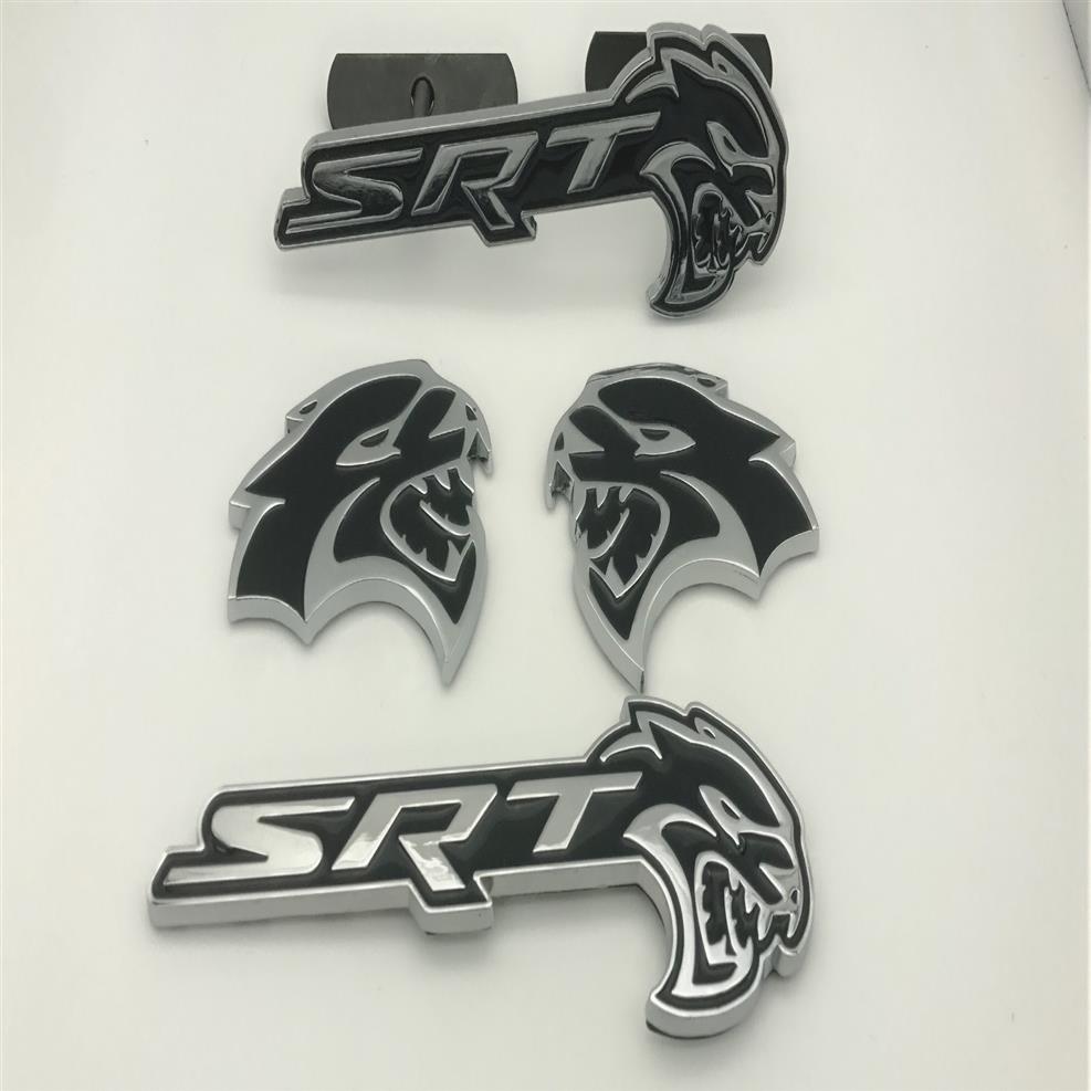 4pcs Black Hellcat Emblem Badge Sticker Decal Metal Fit pour Challenger SRT Charger239m