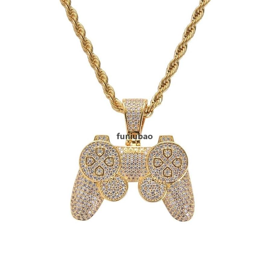 

Game Console Pendants Iced Out Chain Bling Cz Gold Silver Color Men 'S Hip Hop Rock Necklace Jewelry Kids Boy 201013272V