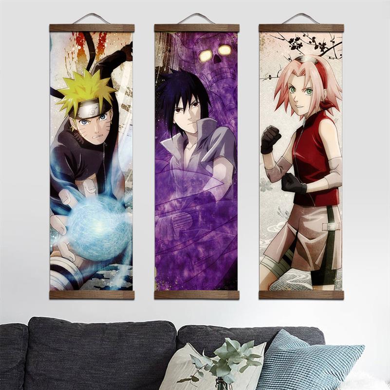 

Whole Japanese Anime Naruto Scroll Painting Kakashi Itachi Uchiha Hanging Wall Art Poster Home Decor Wall Pictures For Living 261j