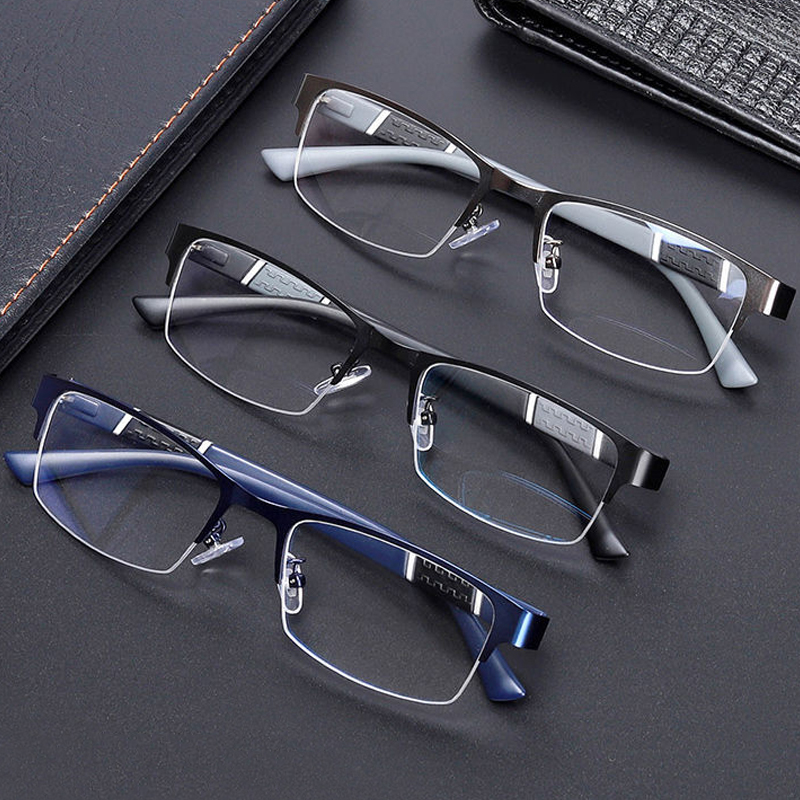 

Sunglasses Myopia Glasses Men Anti-blue Light Men's Business Semi-Frame Finished Tr90 Handsome Flat Frames -1.0-2.0-2.5-3.04.5-5.0-6.0 E199S
