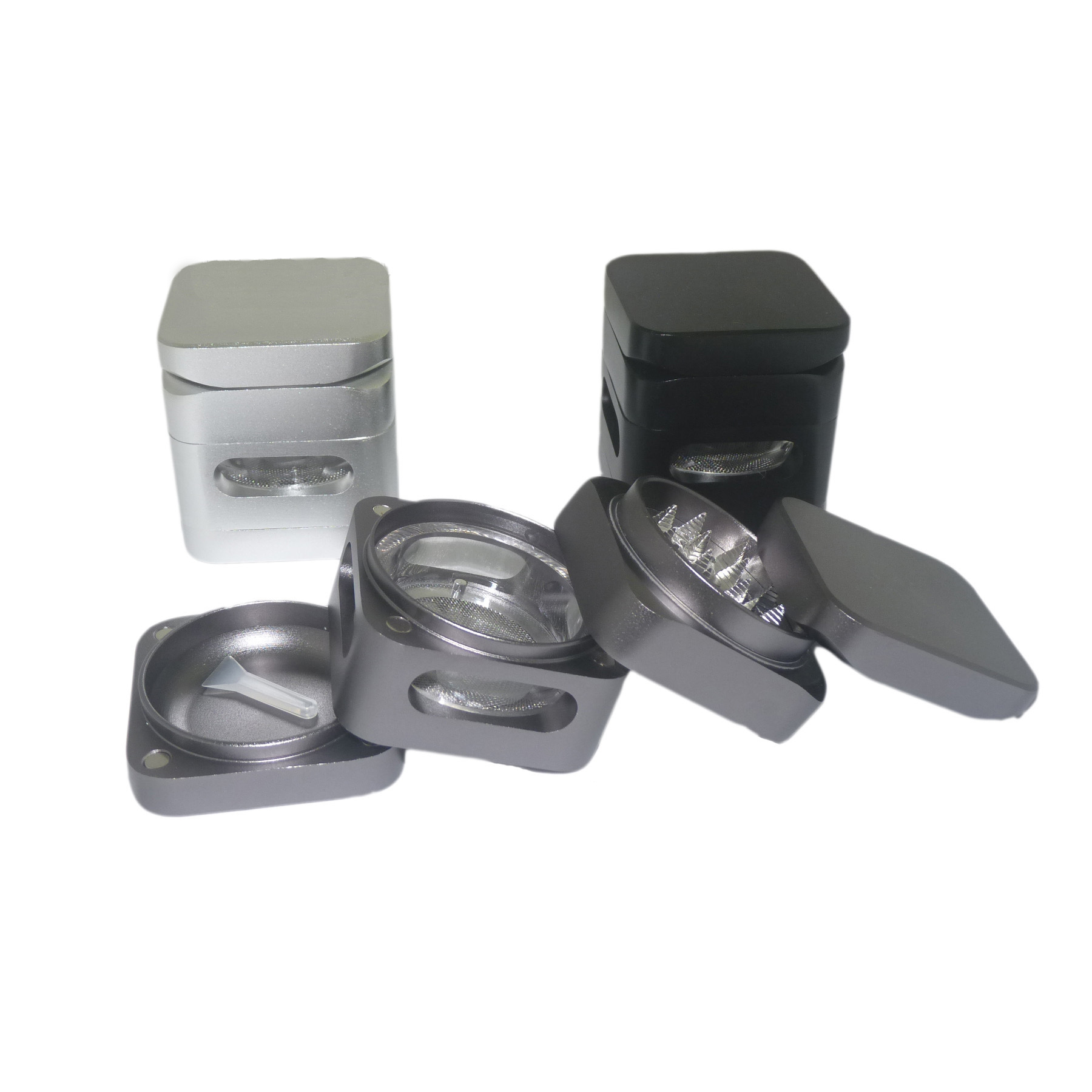 

Smoking 55mm Aluminum Square Grinder matte colored tobacco grinders 4 layers accessories