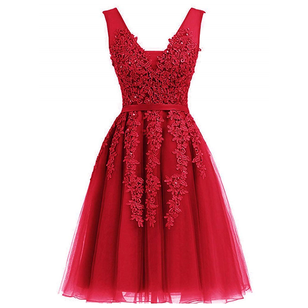 Robes de soirée en dentelle perlée, ligne a courte, Mini robe de soirée de remise de diplôme, de Cocktail, de bal, A15