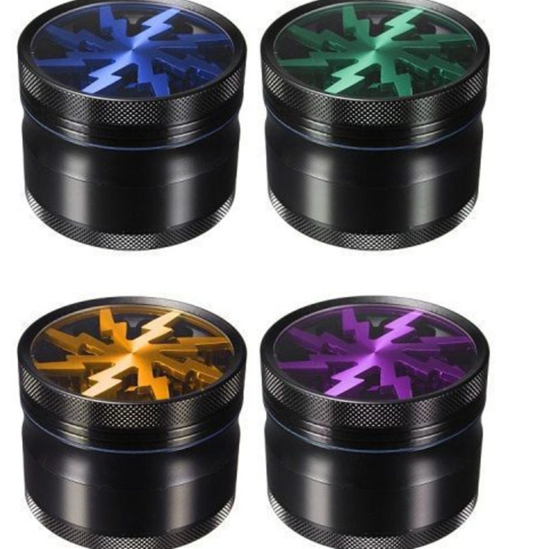 

Smoking Herb Grinders Aluminium Alloy material dia 50mm 63mm With Clear Top Window Lighting