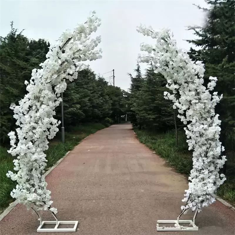 

Artificial Cherry Blossom Fake Flower Garland White Pink Red Purple Available 1 M/Pcs for Wedding DIY Decoration FY3850, Milk white