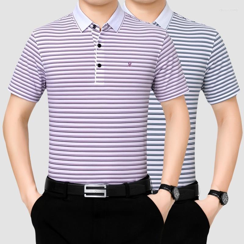 

Men's Polos Men's Short Sleeve T-shirt 2022 Summer Mulberry Silk Middle-aged And Old Dad's Pullover Non Iron Shirt, Blue
