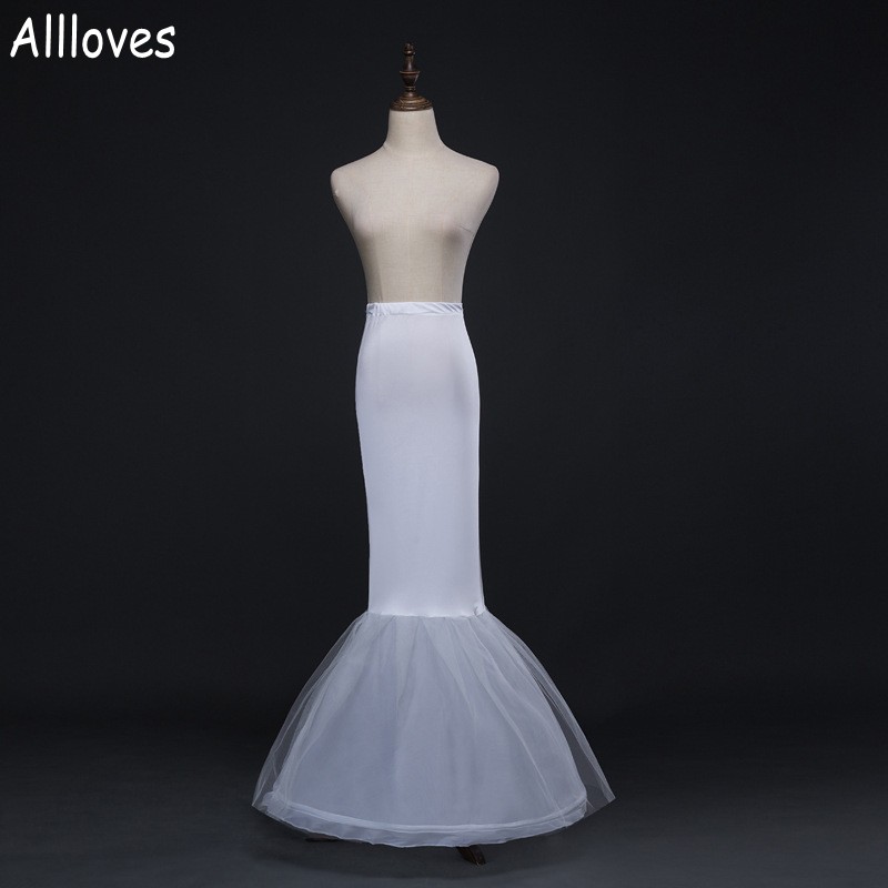 

Trmpet Mermaid Underskirts Brddal Petticoats For Wedding Gowns Prom Dresses Wedding Accessories One Hoop Slim and Flare Crinoline High Quality CL0993, White