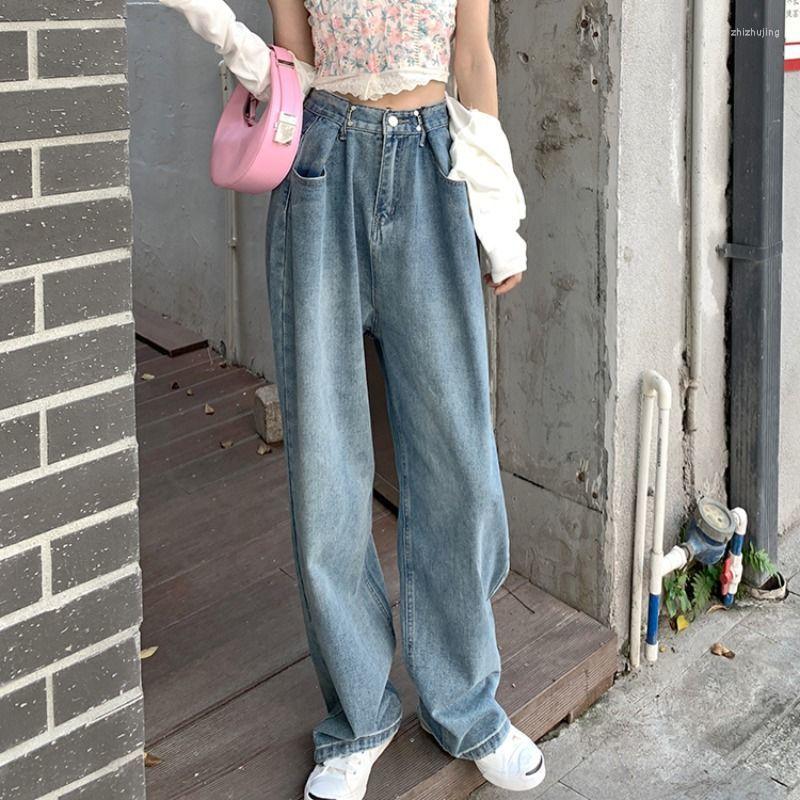 

Women' Jeans Retro High Waist Women 2022 Summer Large Size Loose And Thin Straight Wide Leg Pants PantsWomen, Black