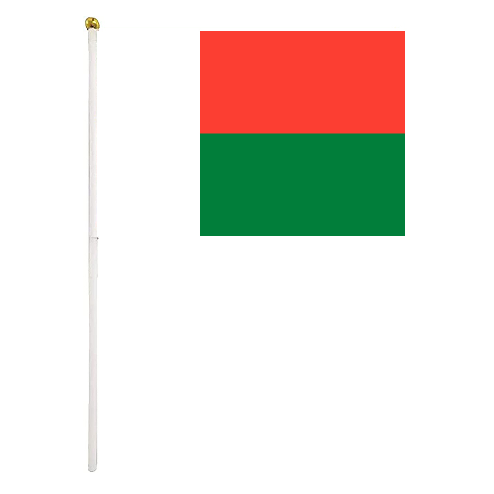 

Madagascar Hand Waving Flags 14x21 cm Polyester Country Banner With Plastic Flagpoles For Parades Sports Events Festival Celebrations