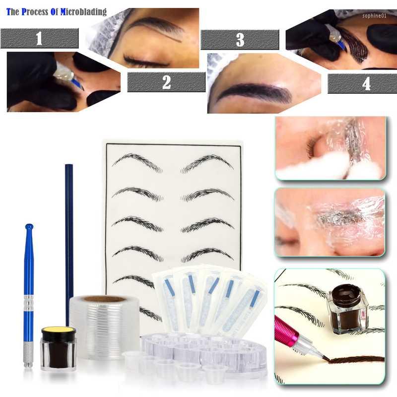 

Tattoo Guns Kits Microblading Practice Skin HandMade Pen Makeup Eyebrow Needle Pigment Kit 2022 Sets #1226 BC
