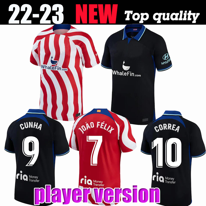 

Player soccer jerseys 22 23 JOAO FELIX 2022 2023 M. LLORENTE SUAREZ Correa camiseta football shirts uniforms men Set GRIEZMANN R. DE PAUL CARRASCO Atletico MadridS, Player 22/23 home