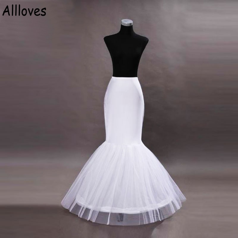 

Mermaid Petticoat 1 Hoop Bone Elastic Waist Wedding Dress Crinoline Bridal Petticoats Women Accessories Underskirt For Wedding Trumpet Prom Gowns AL9894, White