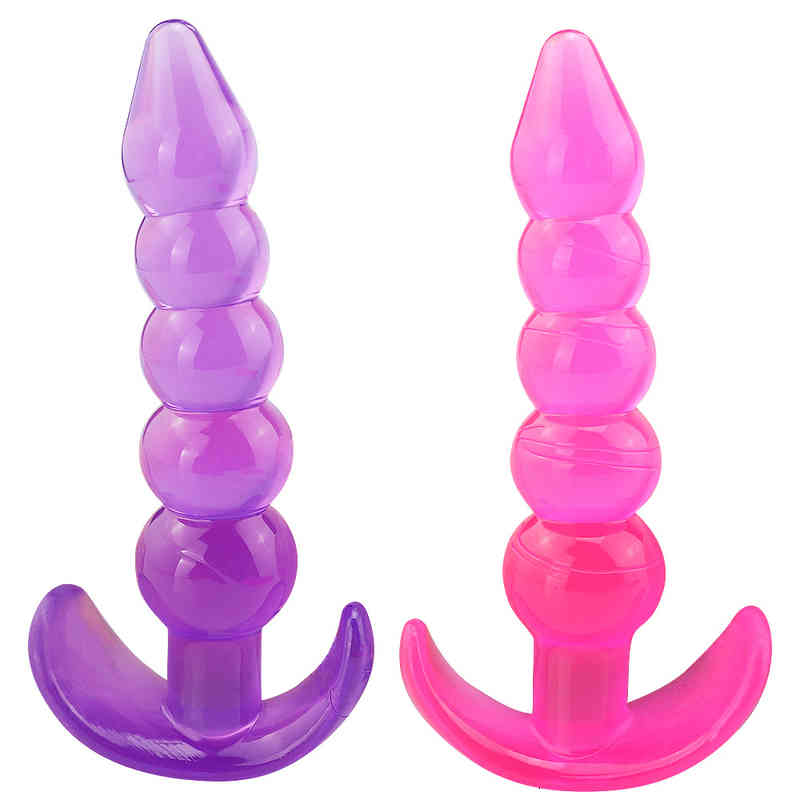 Massager Vibrator Penis Cock Mini Anal Silicone Jelly Beads Prostate Butt Plug S-image-797110054