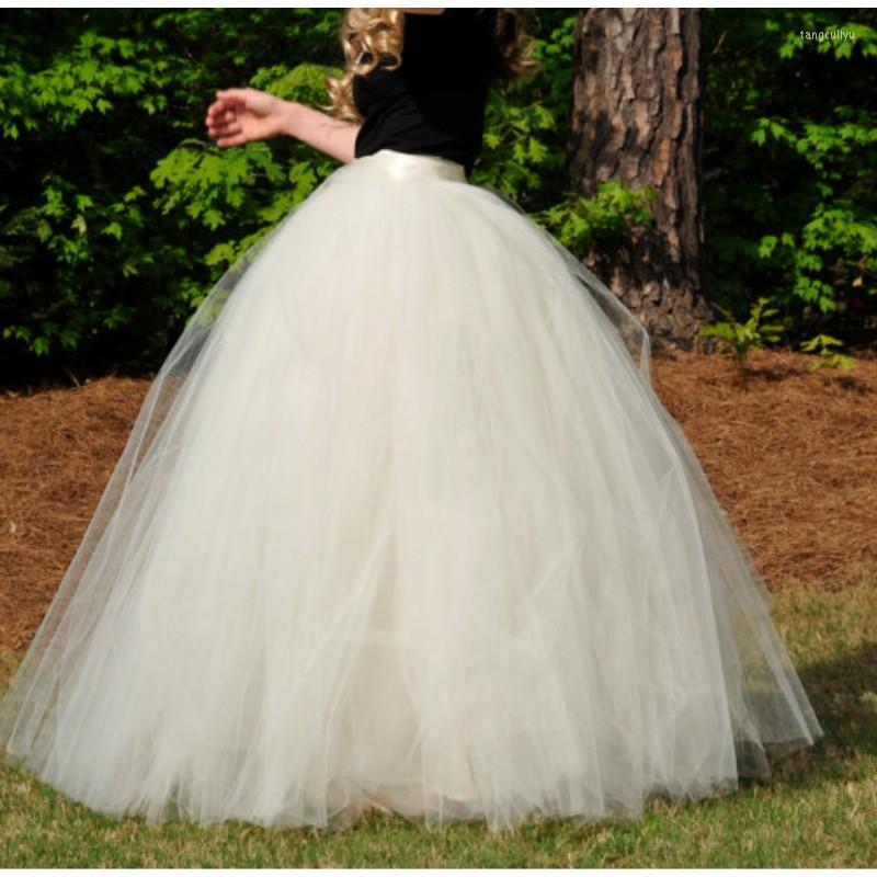 

Skirts Saias Mulher Puffy Ball Gown Women Zipper Waist Jupe Femme Long Tulle Tutu Ivory Skirt Party Maxi Wedding, Black