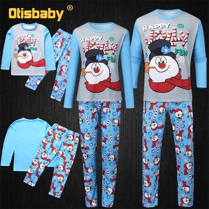 

Family Matching Outfits Cotton Xmas Snowman Print Christmas Pajamas Pjs Set Daddy Mom Kids Children Baby Dog All The Costume a220826