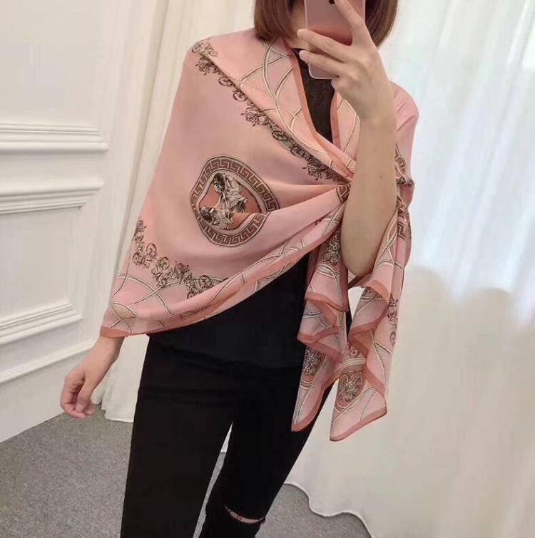 

Women's 100% Silk Scarf Long Shawl Wraps Party Cape Pink Smooth L'173CM