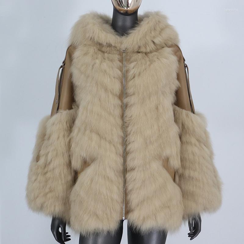 

Women's Fur 2022 Real Coat Winter Jacket Women Natural Hooded Sheep Genuine Leather Outerwear Streetwear Thick FashionWomen's & Faux, Grey