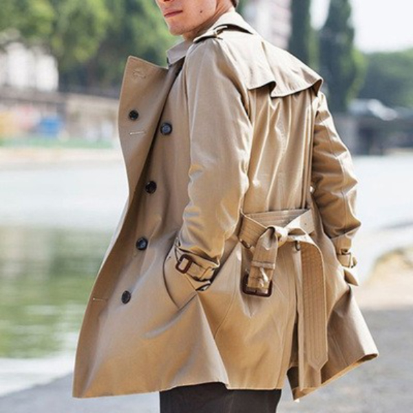 

Men's Trench Coats Classic -selling And Women's Fashion British Mid-length Coat Designer Double-breasted Slim Belt TypeMen's, Blue