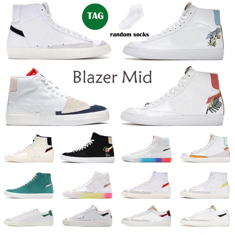

Running Shoes Blazer Mid 77 Men Women Vintage Low Sports Sneakers White Black Indigo Blue Leather Trainers