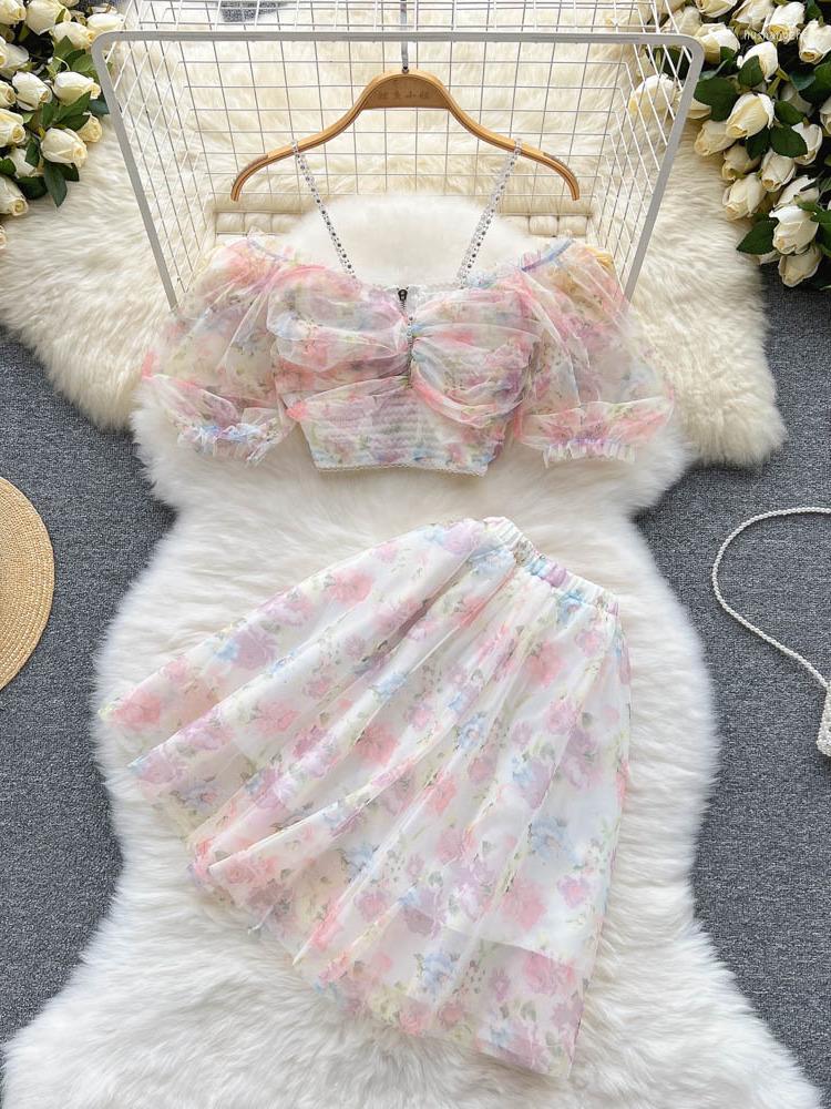 

Work Dresses Sweet Girl Print Two Piece Set Women Sexy Crop Top & Skirt Sets Vacation Beach 2 Suits Fashion Summer Womens OutfitsWork, Picture color