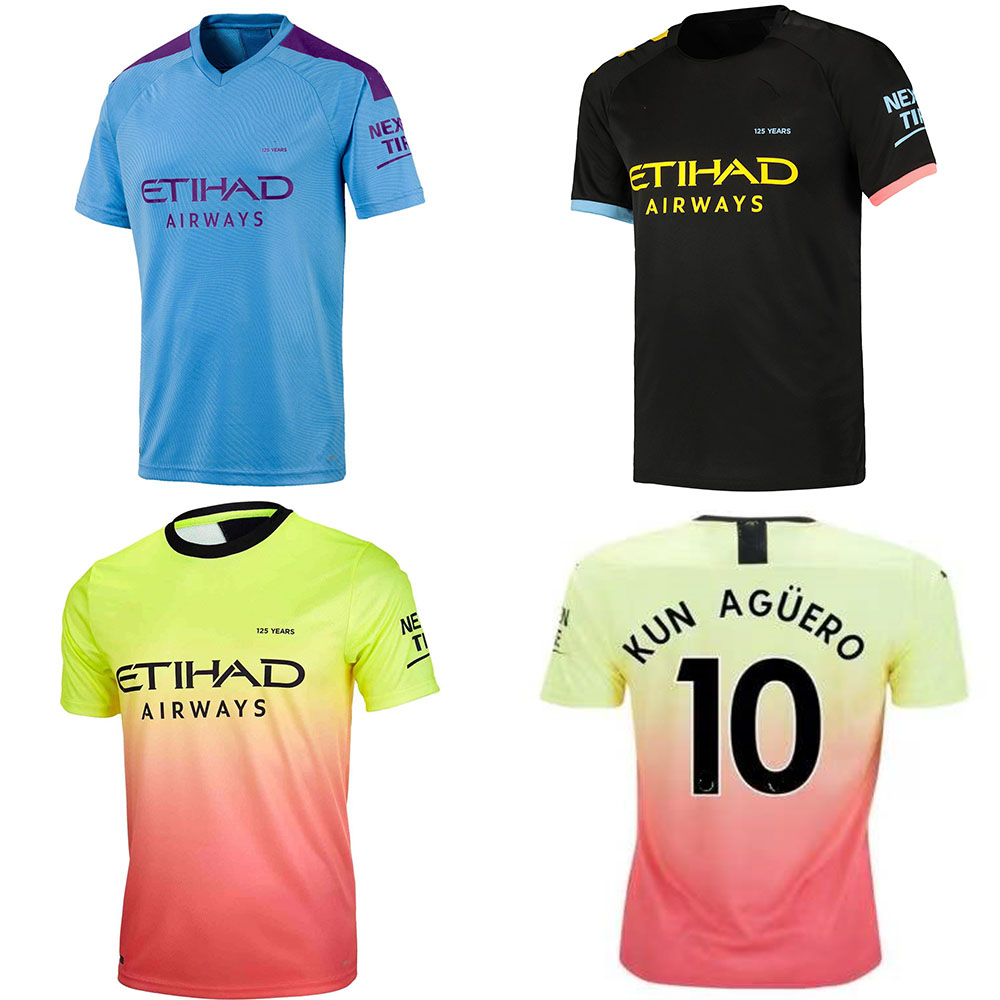 

19 20 CITY Retro Vintage soccer jerseys MAN SILVA DE BRUYNE KUN AGUERO G.JESUS RORDI SANE STERLING MAHERZ FODEN OTAMENDI For Men Home Away 125th Years jersey, 19/20 home
