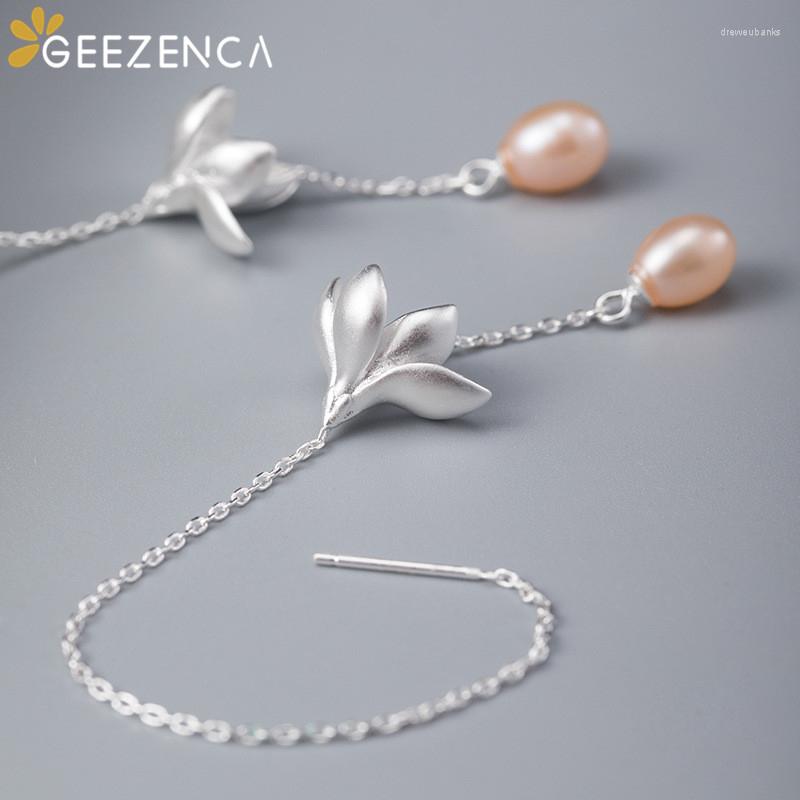 

Dangle Earrings & Chandelier Sterling Silver Water-drop Drop Earring Fine Jewelry For Women Pearl Michelia Magnolia Flower Ear Line Vintage