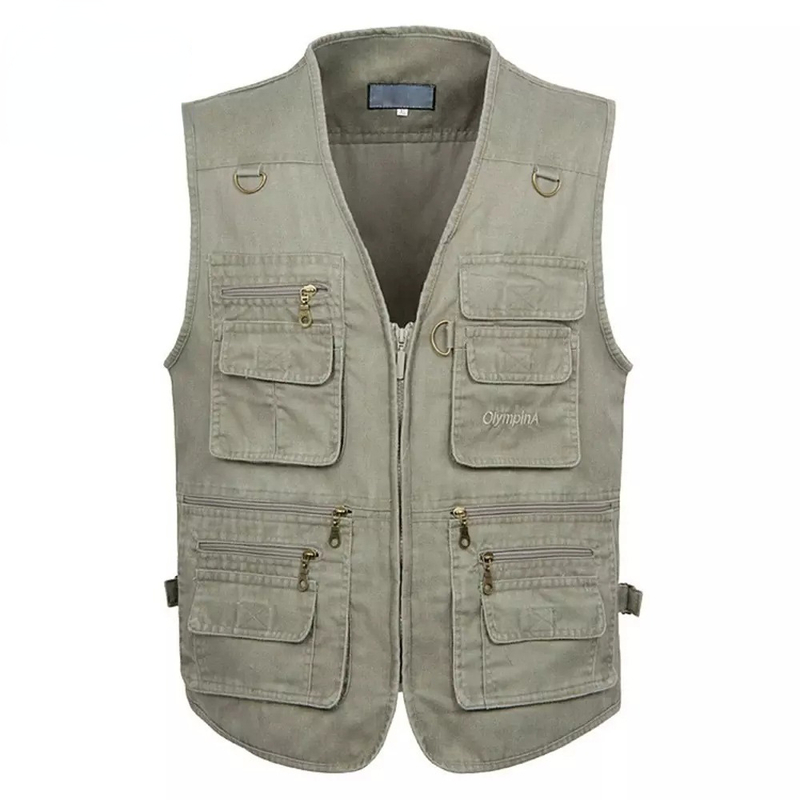 

Mens Vests Male Casual Summer Big Size Cotton Sleeveless Vest With Many 16 Pockets Men Multi Pocket Pograph Waistcoat Tooling 220826, Army green