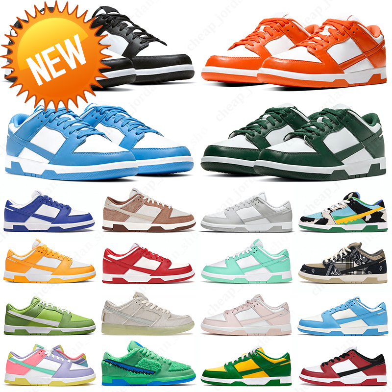 

NEW Sandals men women designer casual shoes white black panda unc grey fog sail syracuse kentucky Chlorophyll Triple Pink dunked mens trainers sneakers, 35 vintage green