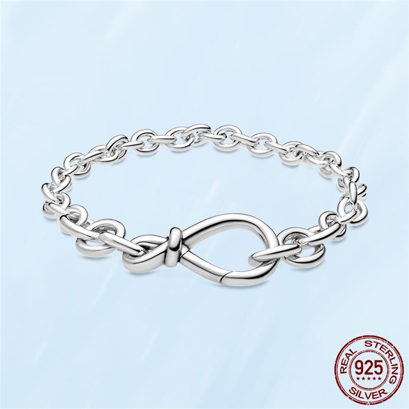 Women Fashion Chunky Infinity Knot Chain Bracelets 925 Sterling Silver Femme Jewelry Fit Pandora Beads Luxury Design Charm Bracele245l