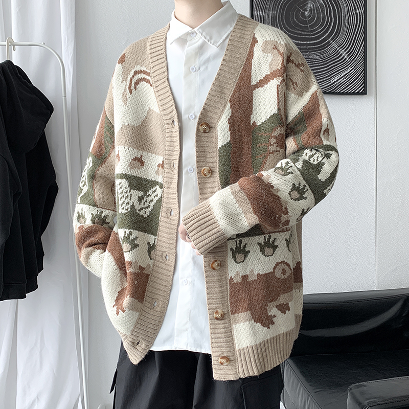 

Men's Jackets Abfer Cardigan Oversize Men's Winter Sweater Harajuku Hip Hop Knitted Coat Autumn Buttondown Jackets Oversized Sweaters LL220826, Khaki