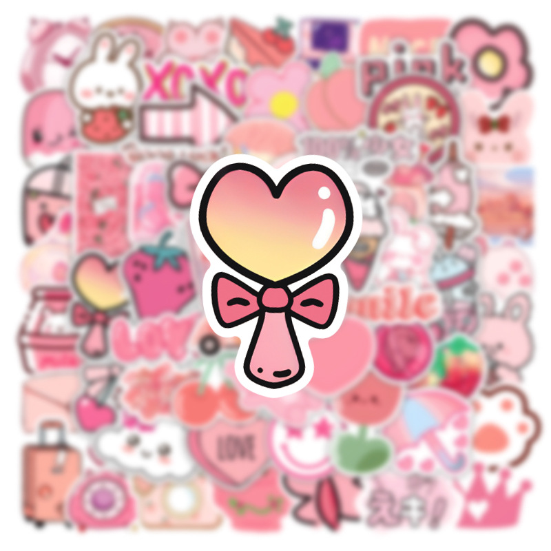 

60PCS Graffiti Skateboard Stickers pink For Car Baby Diary Phone Laptop Kids Toys DIY Decals, Multi colors