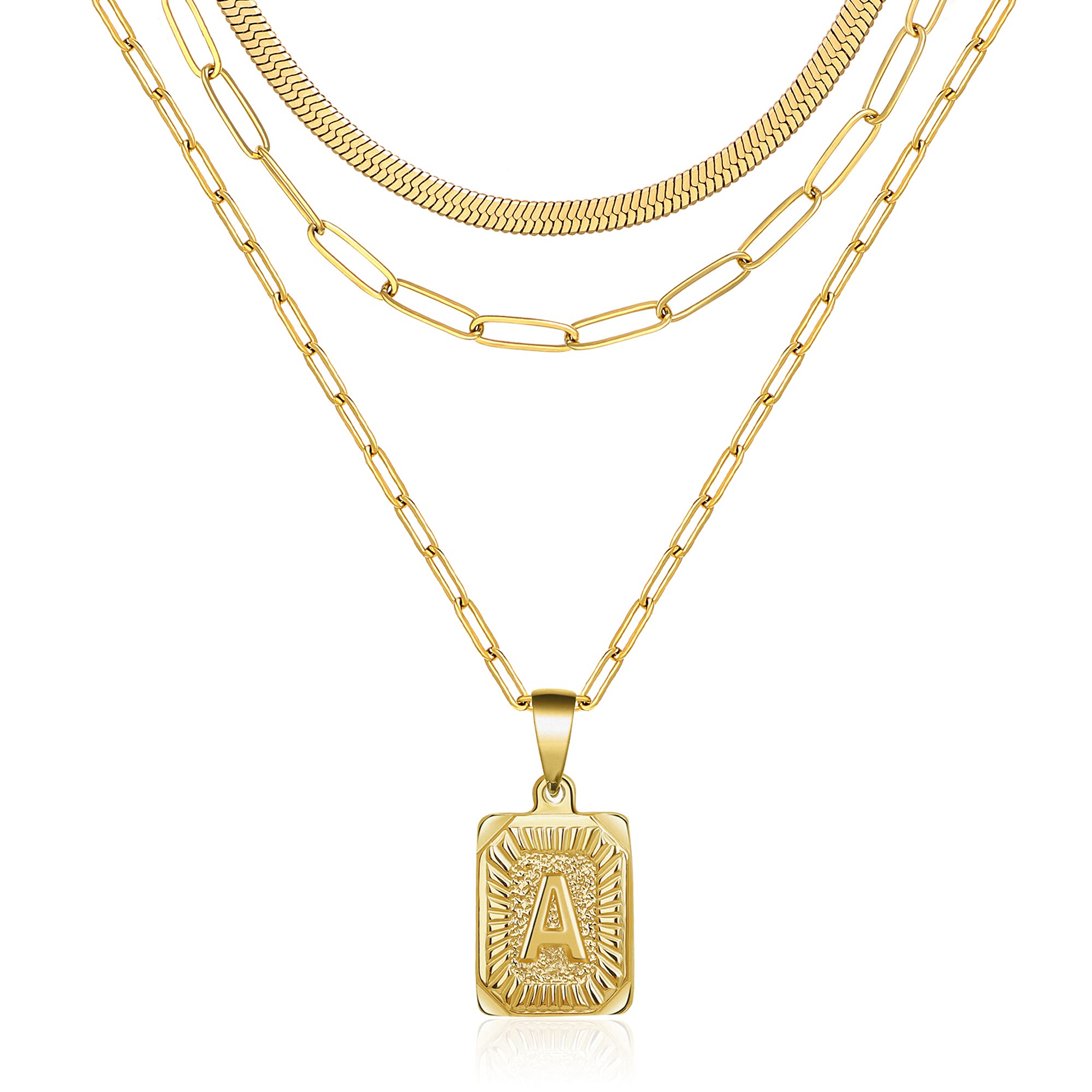 

Healthy Necklaces Necklace For Women Layered Gold Teen Girls Birthday Gifts Friends Initial Pendent 18k Plated Monogram amtoR