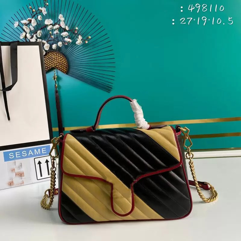 

7A high quality bag Designer tote Marmont Small Top Handle Luxury Women crossbody shoulder totes Bags 498110 Black Genuine Leather Chain fashion purse