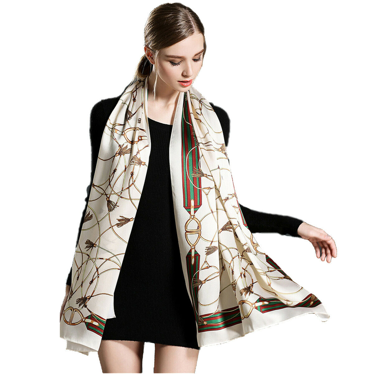 

Women 100% Silk Scarf Shawl Wraps Sunscreen Cape For All Seasons L'173CM