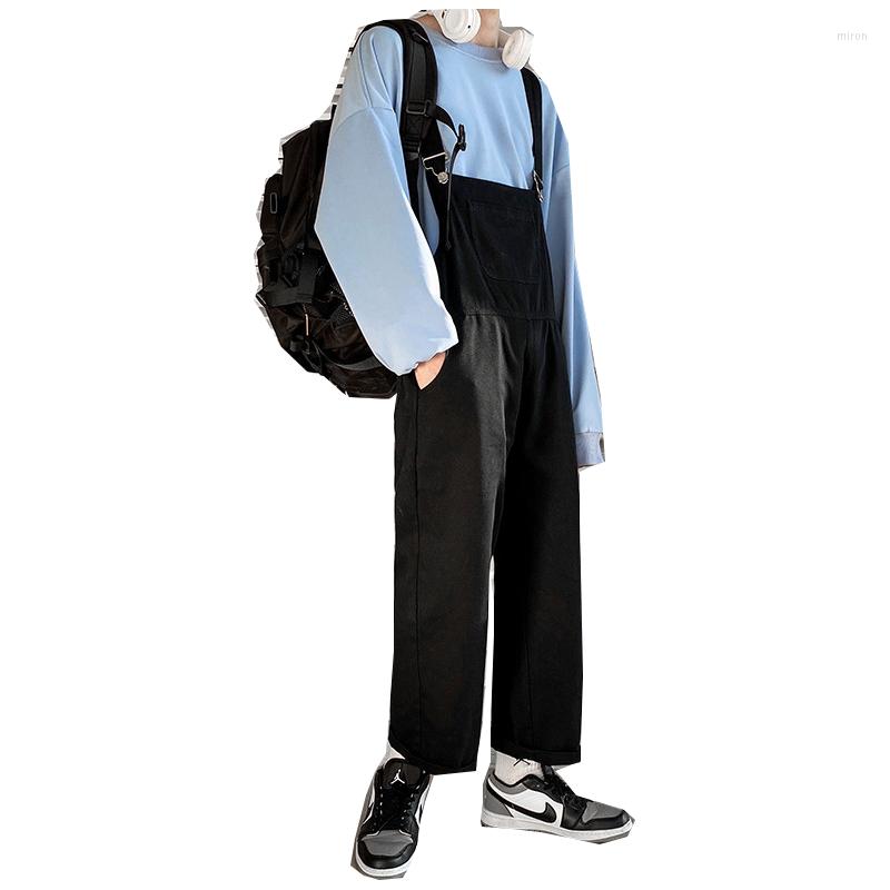 

Men' Jeans Black Blue Youth Overalls Mens Jumpsuit Cargo Work Pants Straight Baggy Bib Denim TrousersMen