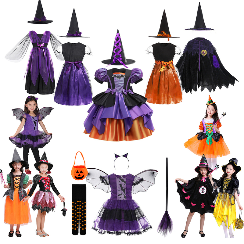 

Special Occasions Halloween Girls Witch Dress Carnival Party Toddler Kids Bat Costume Infant Vampirina Up Children Pumpkin Clothing 220826, Set