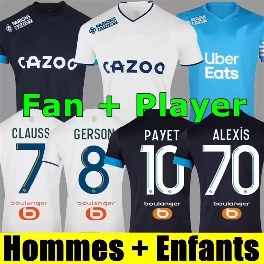 Soccer Jerseys 2021 2022 2023 Marseille Milik Maillot Foot Cuisance Guendouzi Alexis Gerson Payet Clauss Football Shirts Men Kid Kit